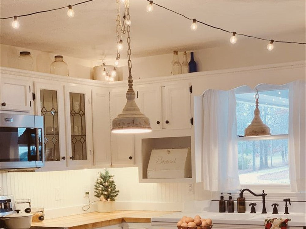 string lights kitchen