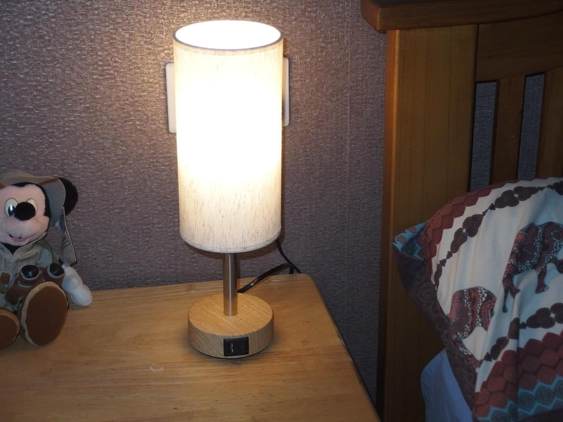 wood shape bedside lamp