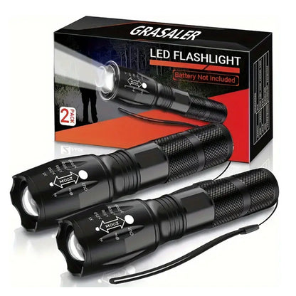 GRASALER Electric flashlights Black Mini Flashlights, High Lumen, Zoomable, 5 Modes, IPX4 Water Resistant, Emergency Lights for Camping Outdoor Hiking