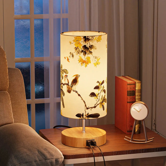 Bedside Lamp Touch Dimmable Table Bird Pattern Lamp