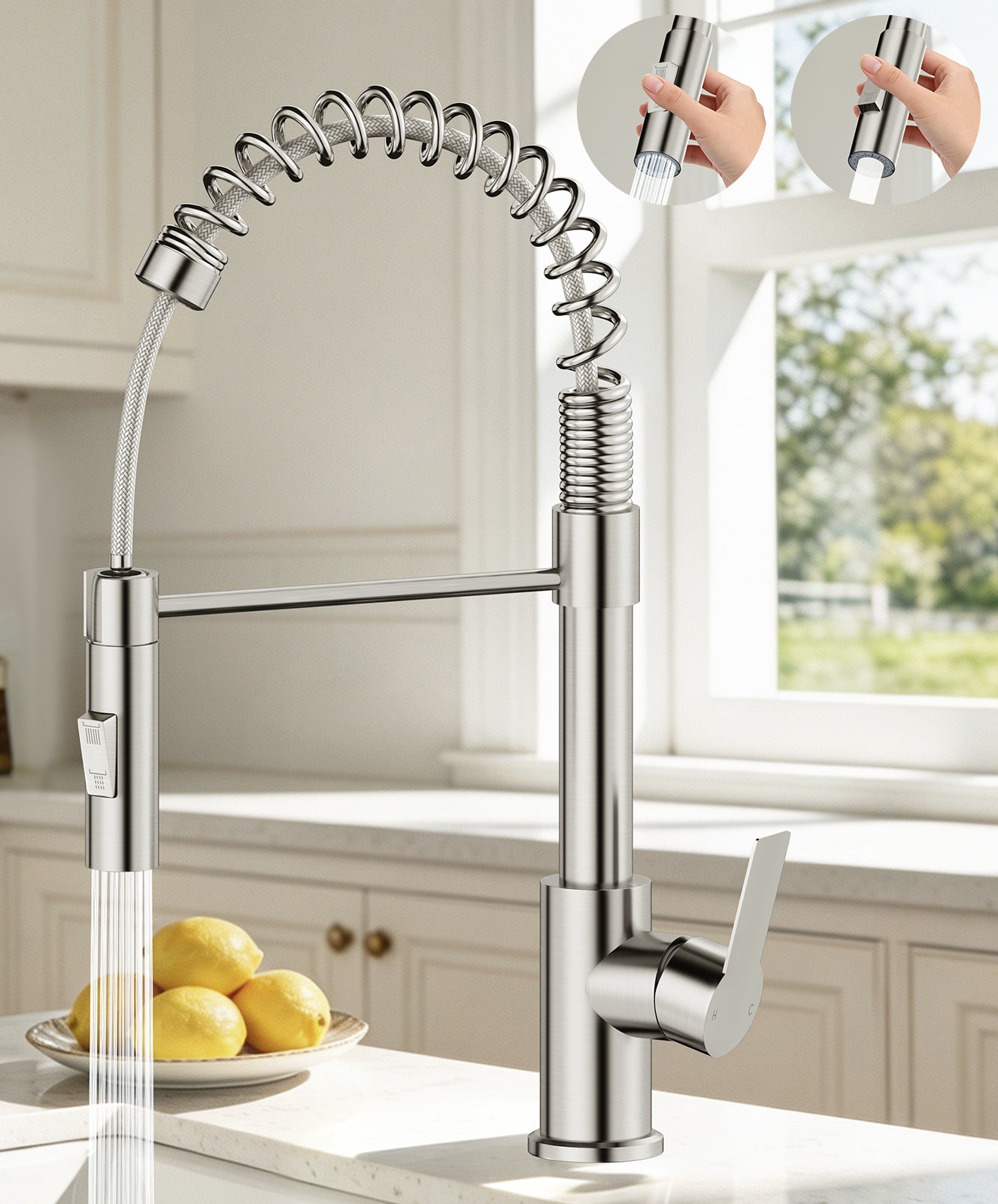 Touchless Kitchen Faucet with Pull Down Sprayer, 3 Spray Modes, 360° Swivel, Stainless Steel Design