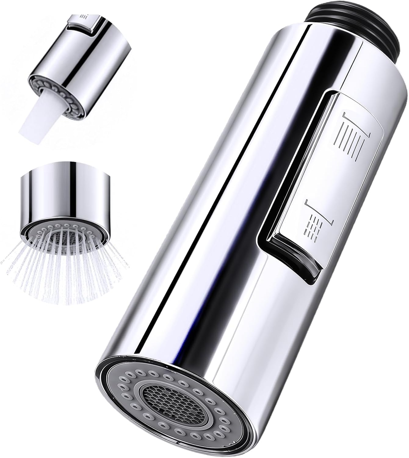 Universal Kitchen Faucet Spray Head Replacement, 2 Function Pull Out Nozzle, Brushed Nickel Finish