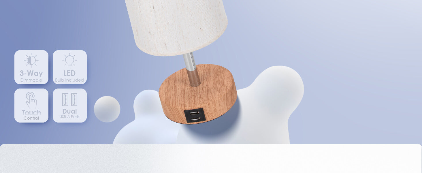  Bedside Lamp with USB Charging Ports