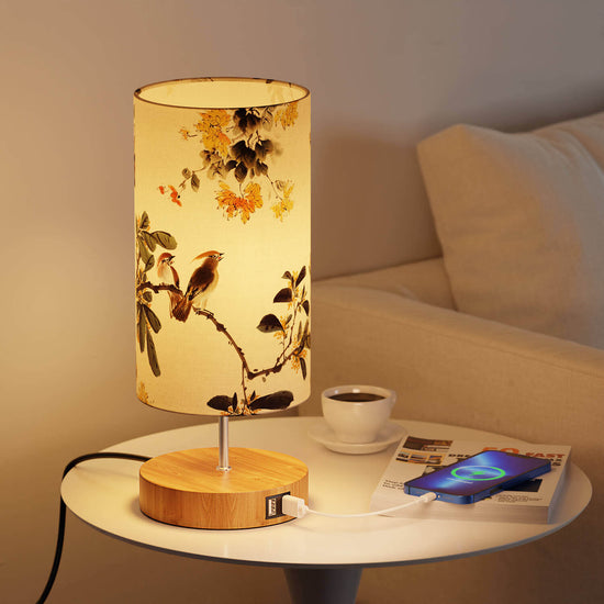 Bedside Lamp Touch Dimmable Table Bird Pattern Lamp