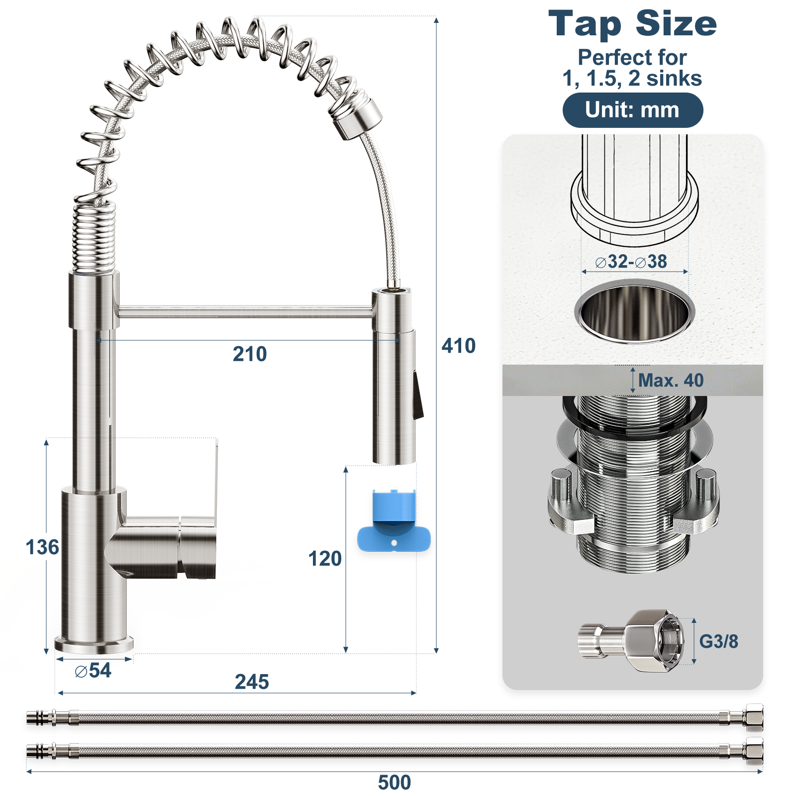 Touchless Kitchen Faucet with Pull Down Sprayer, 3 Spray Modes, 360° Swivel, Stainless Steel Design