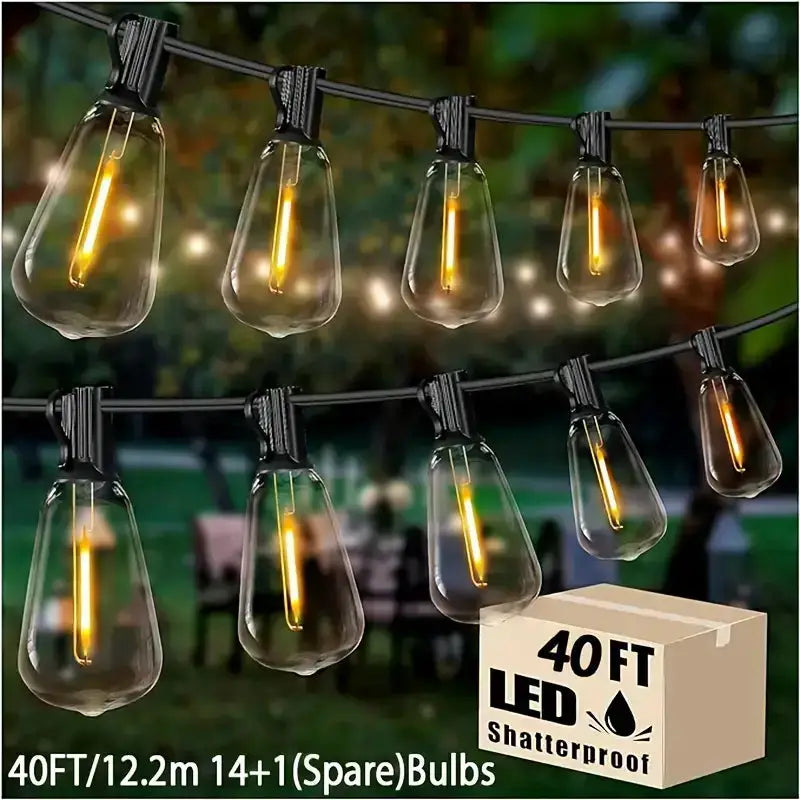 Gluroo St38 Solar Edison-Style Bulb String Lights