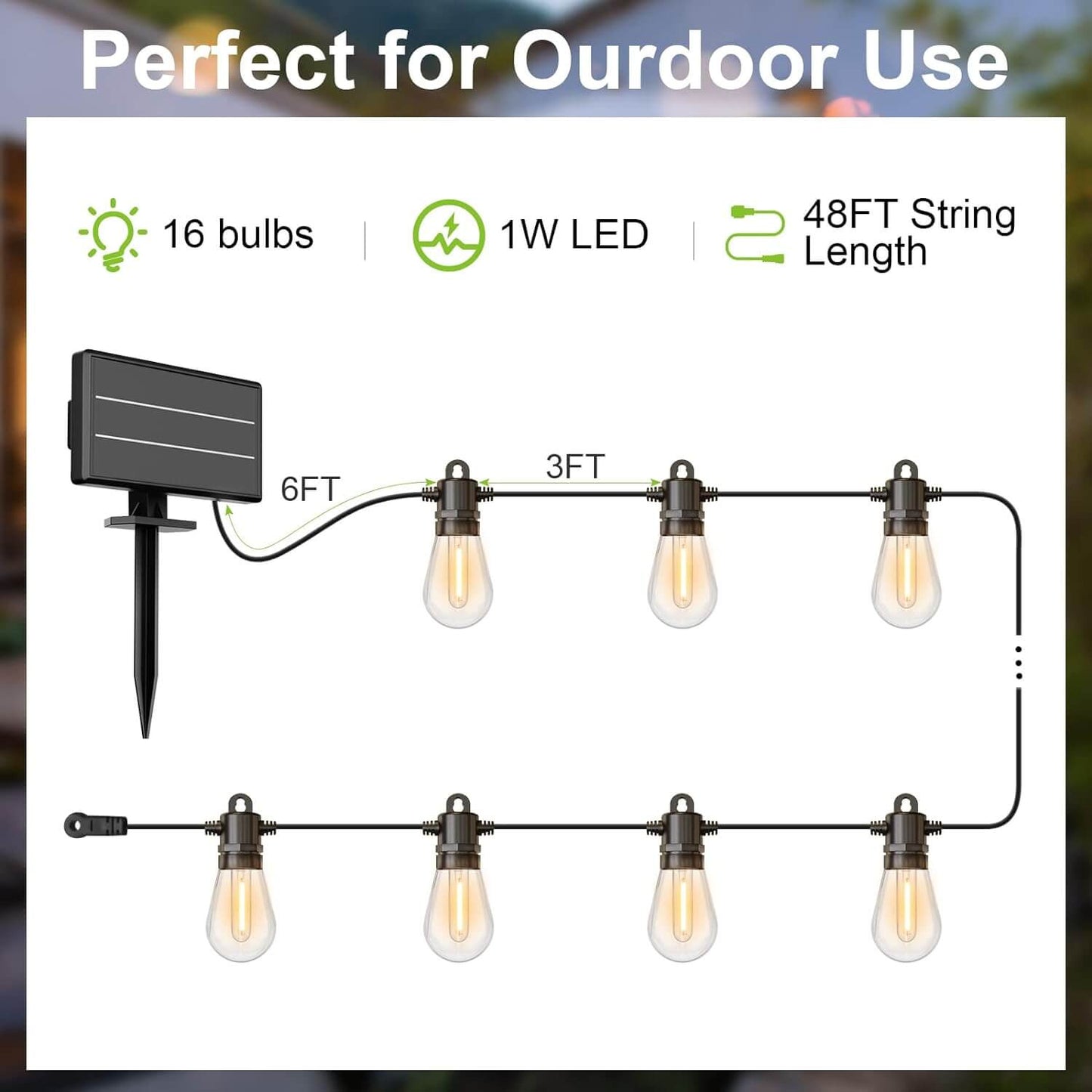 48 FT Solar String Lights for Outside - S14