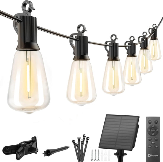 Gluroo St38 Solar Edison-Style Bulb String Lights