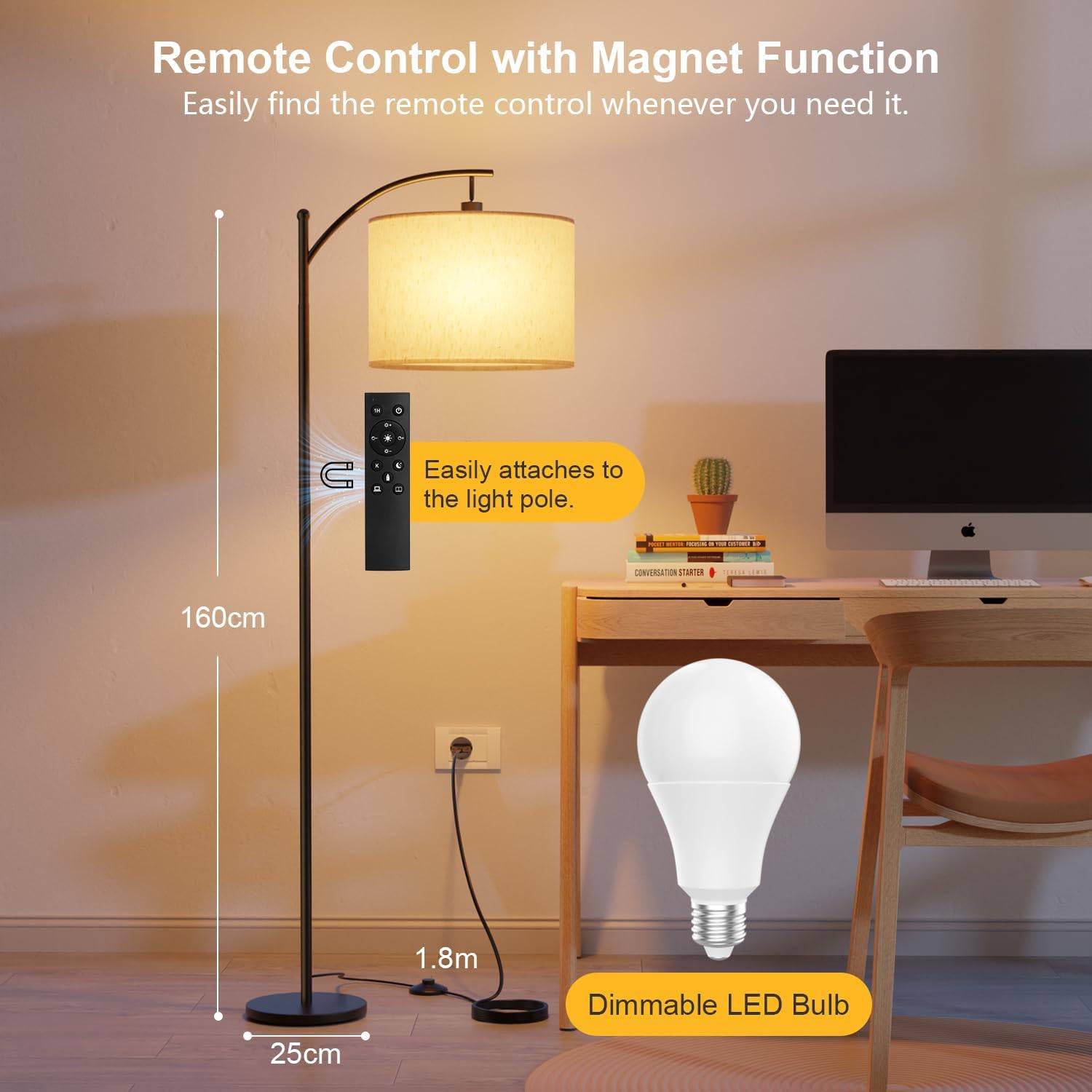 GLUROO Floor Lamp with Remote Control