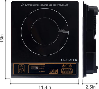 GRASALER Cooking stoves cookers 1800W Fast Heating Portable Hot Plate, 9 Power Levels Induction Burner with Easy Clean Glass, Sensor Touch & Child Lock