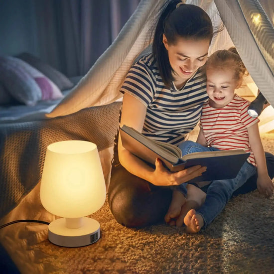 LED Bedside Lamp with Glass Shade with 3 Colour Temperatures