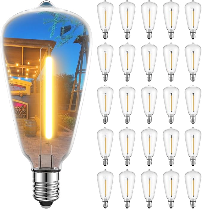 Gluroo LED String Light Bulbs - St38 Shatterproof LED Replacement Bulbs for Outdoor String Lights