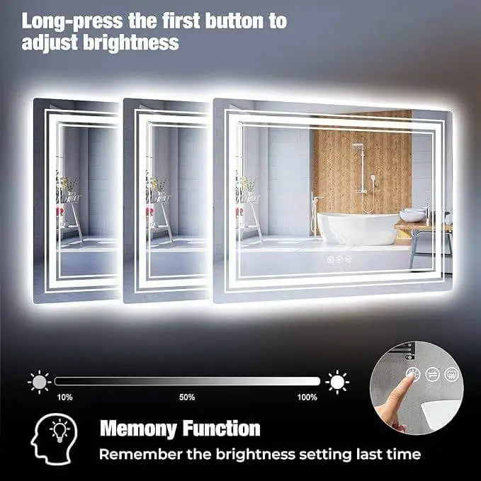 Gluroo Led bathroom Mirror With Light 48x36 Inch