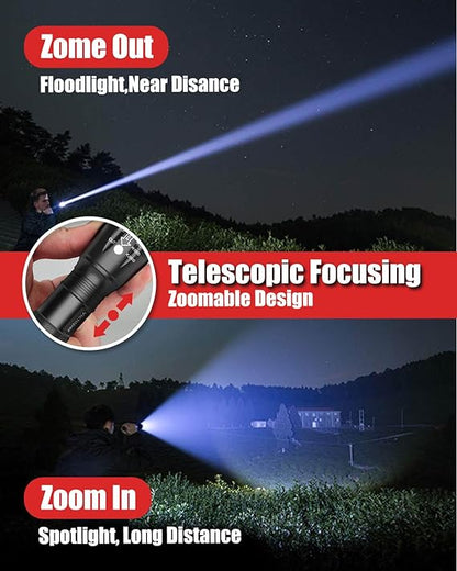 GRASALER Electric flashlights Black Mini Flashlights, High Lumen, Zoomable, 5 Modes, IPX4 Water Resistant, Emergency Lights for Camping Outdoor Hiking