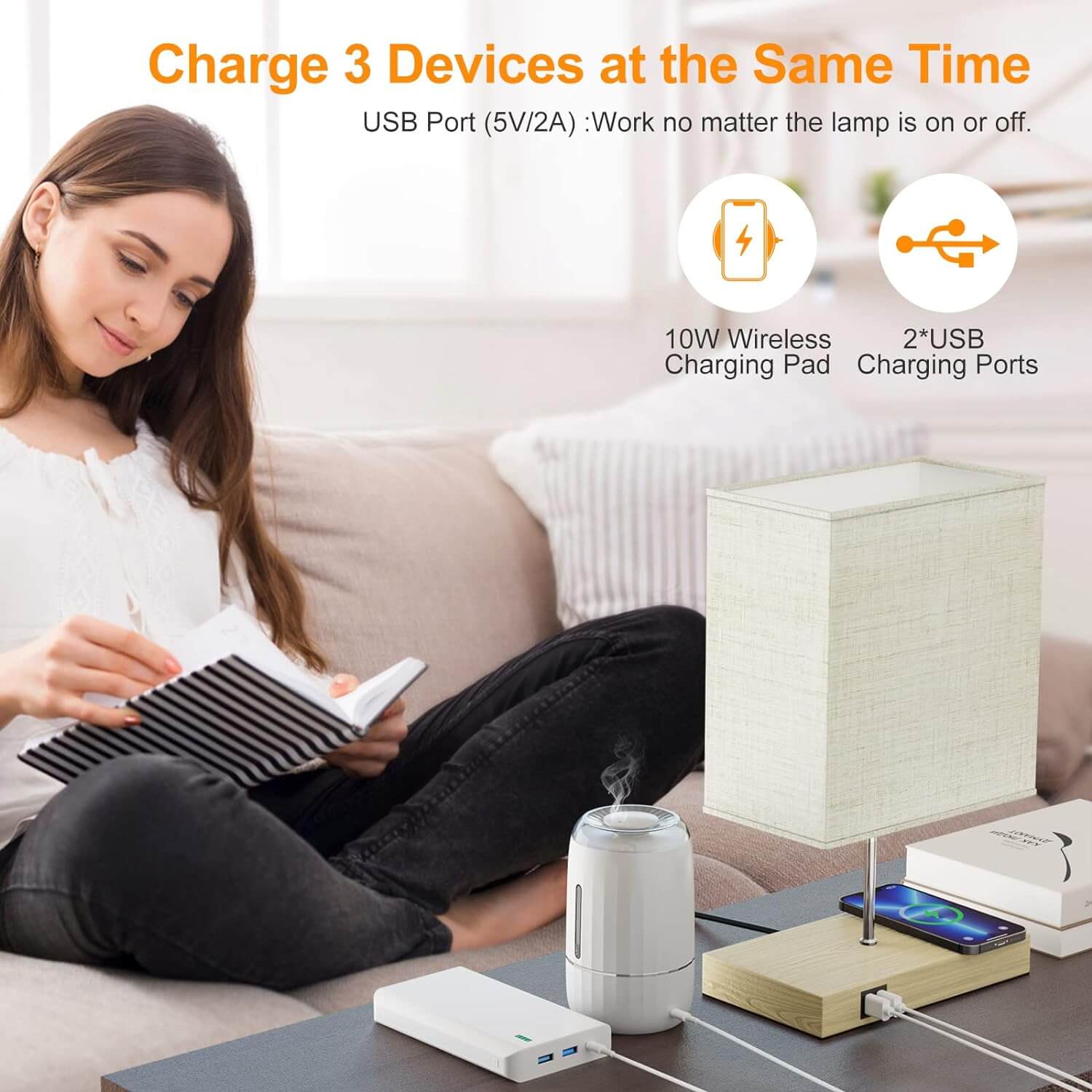 Bedside Lamp with Charging Function