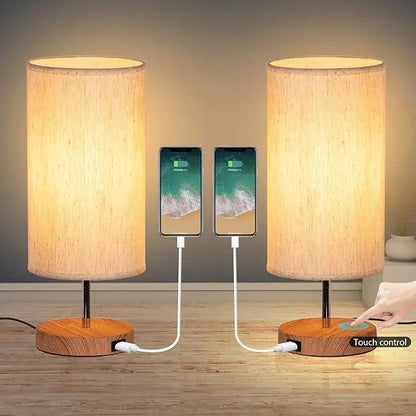 GLUROO Bedside Lamp with USB Charging Ports