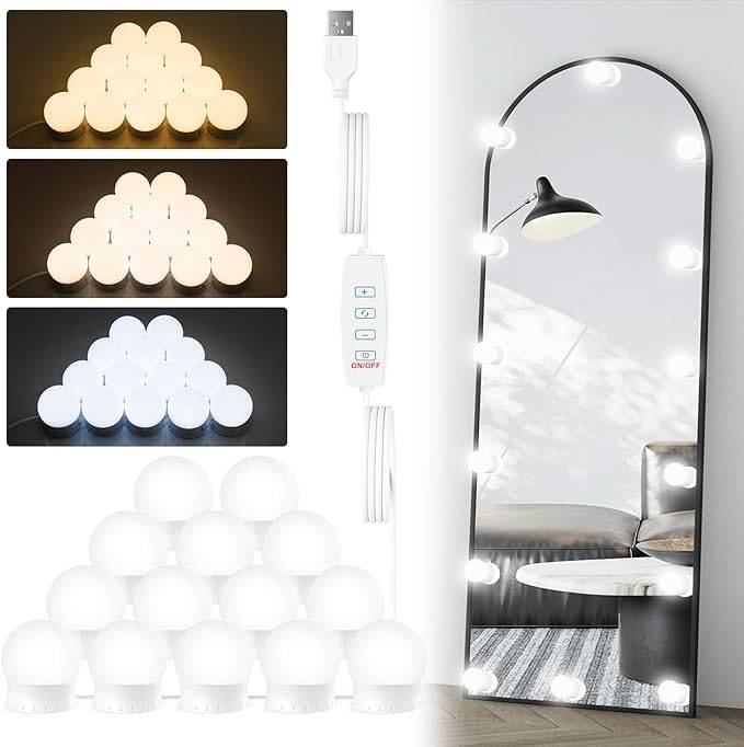 Gluroo LED USB Mirror Light Dimmable with 10 Lamps