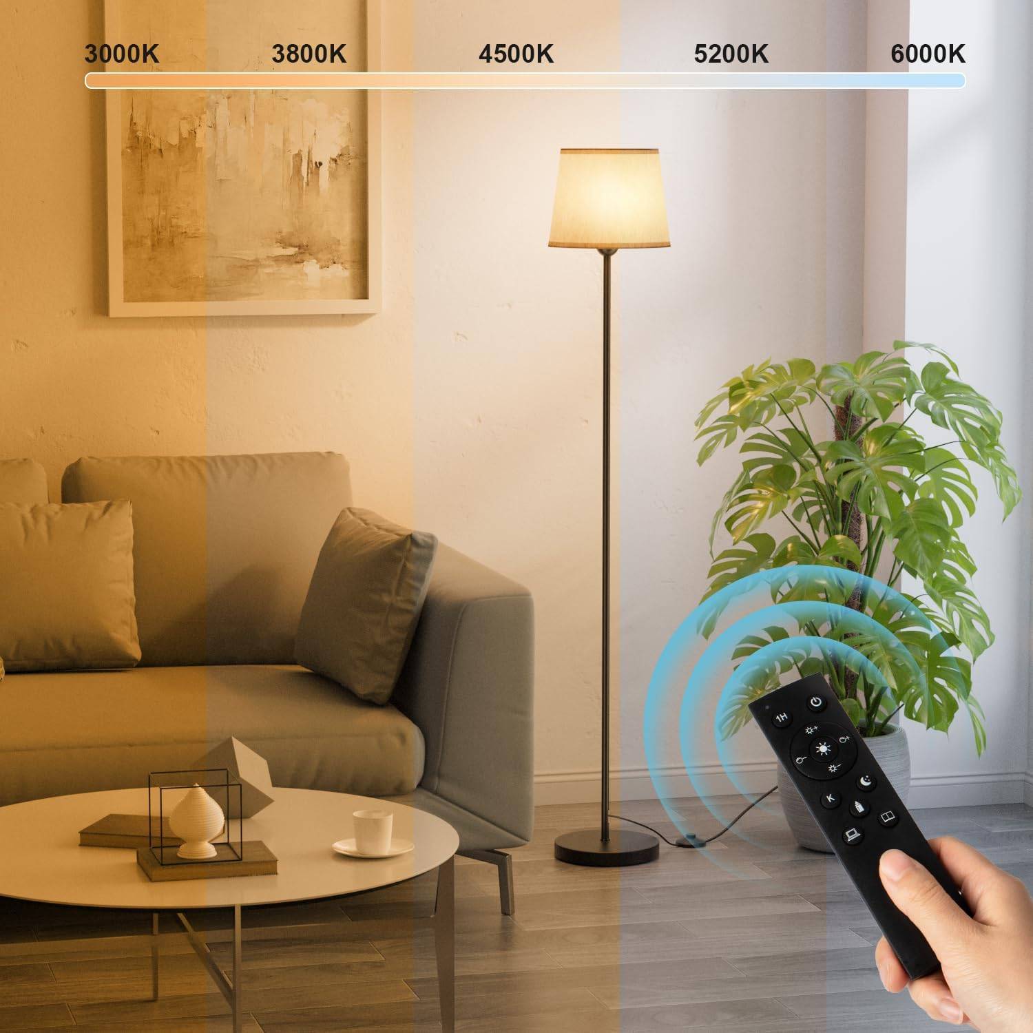 Floor lamp with remote control