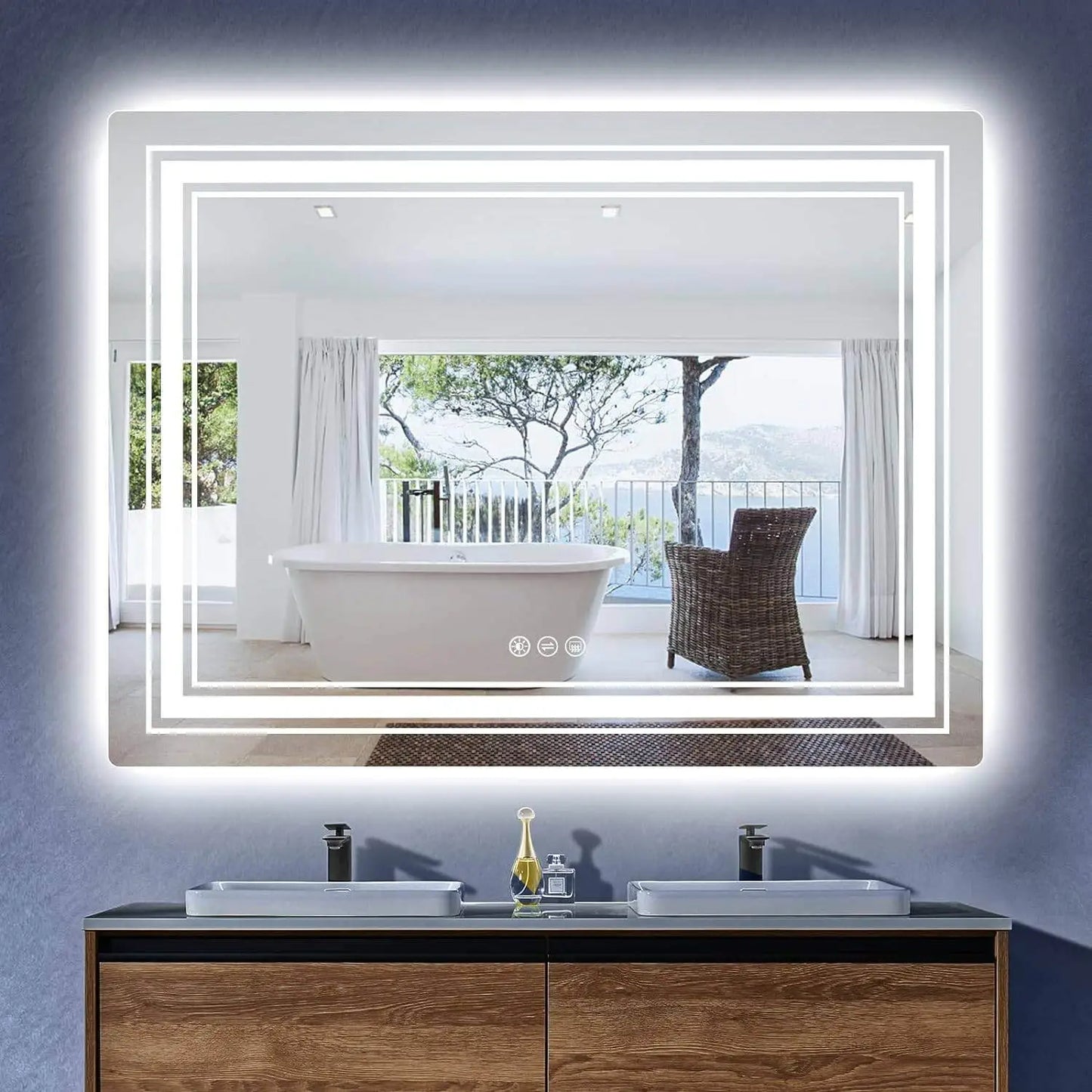 Gluroo Led bathroom Mirror With Light 48x36 Inch