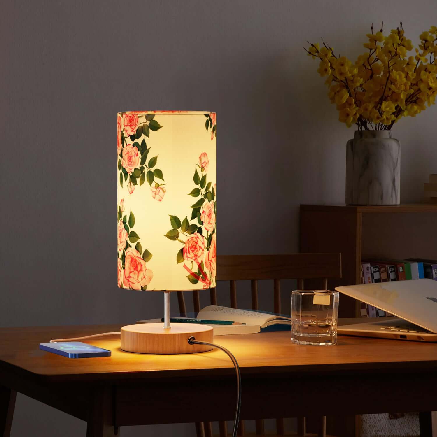 Gluroo Bedside Lamp Touch Dimmable Table rose pattern Lamp