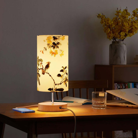 Bedside Lamp Touch Dimmable Table Bird Pattern Lamp