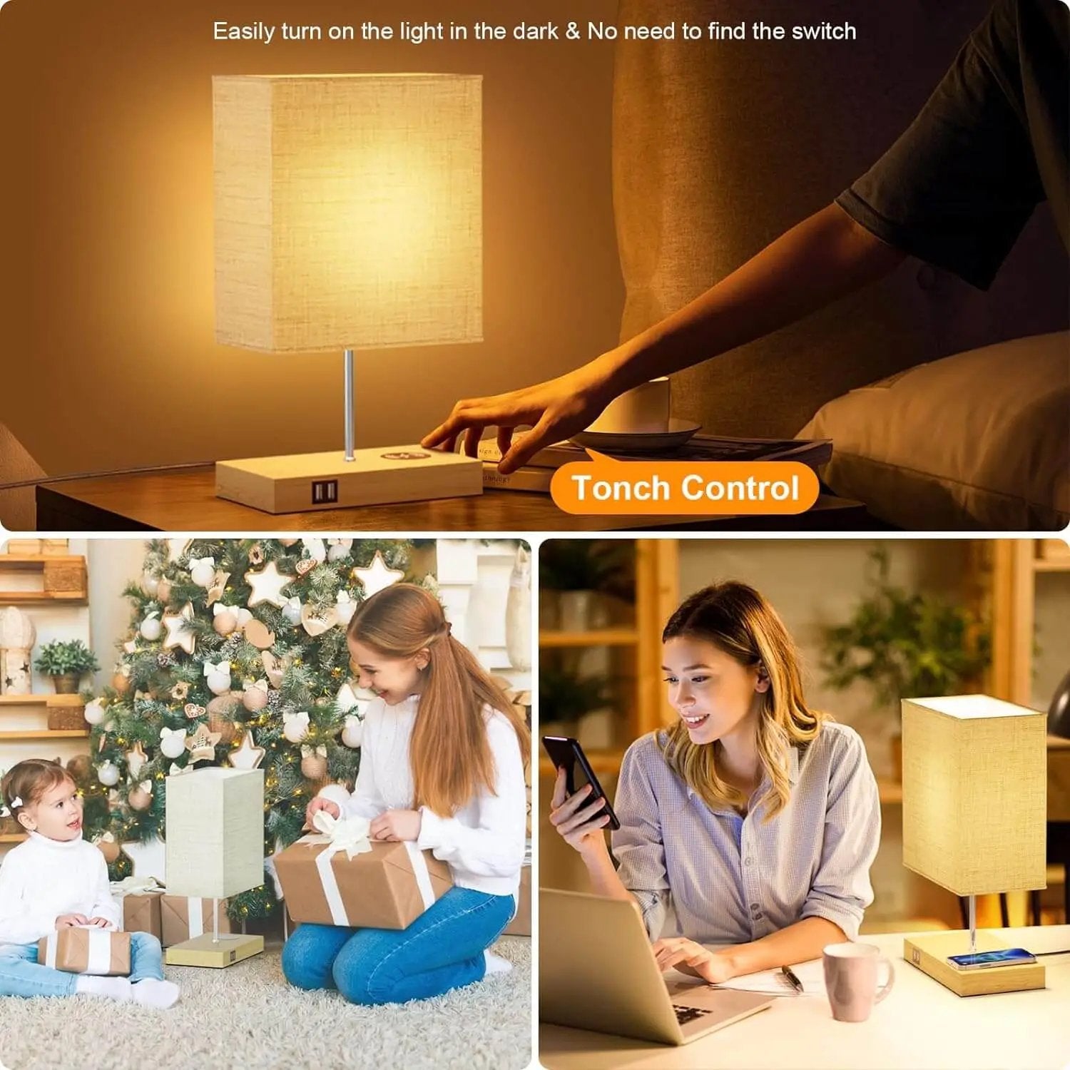 Bedside Lamp with Charging Function