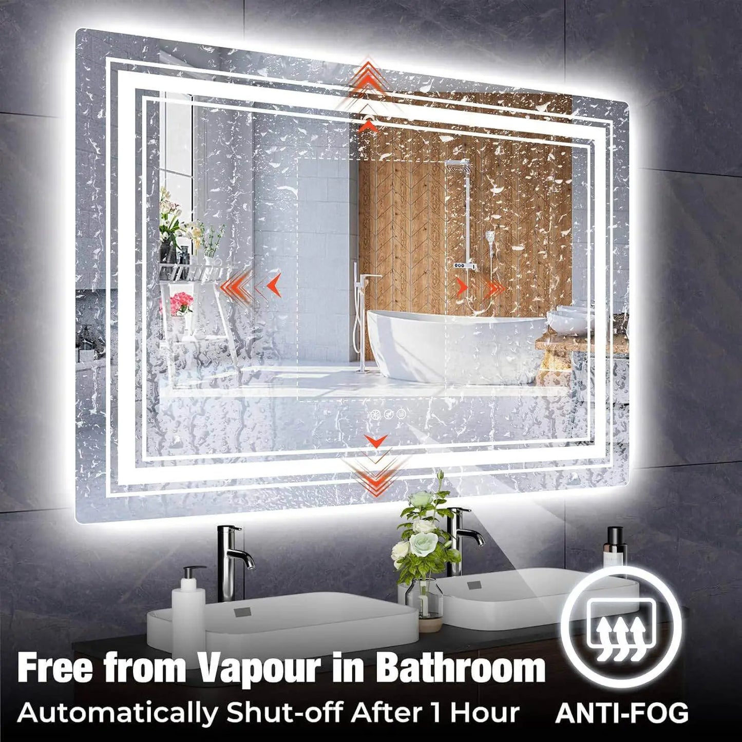 Gluroo Led bathroom Mirror With Light 48x36 Inch