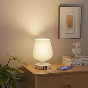 LED Bedside Lamp with Glass Shade with 3 Colour Temperatures