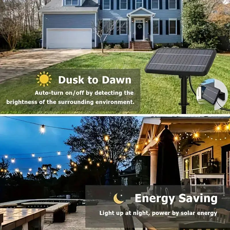 Gluroo St38 Solar Edison-Style Bulb String Lights