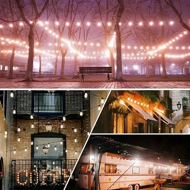 Gluroo ST38 Solar Edison-Style Bulb String Lights