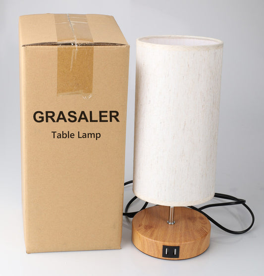 GRASALER Table Lamp for Bedroom; LER Desk lamps;3 Way Dimmable Touch Lamp with Dual Charging Station, Small Bedside Lamps for Night Stands, Living Room, Office