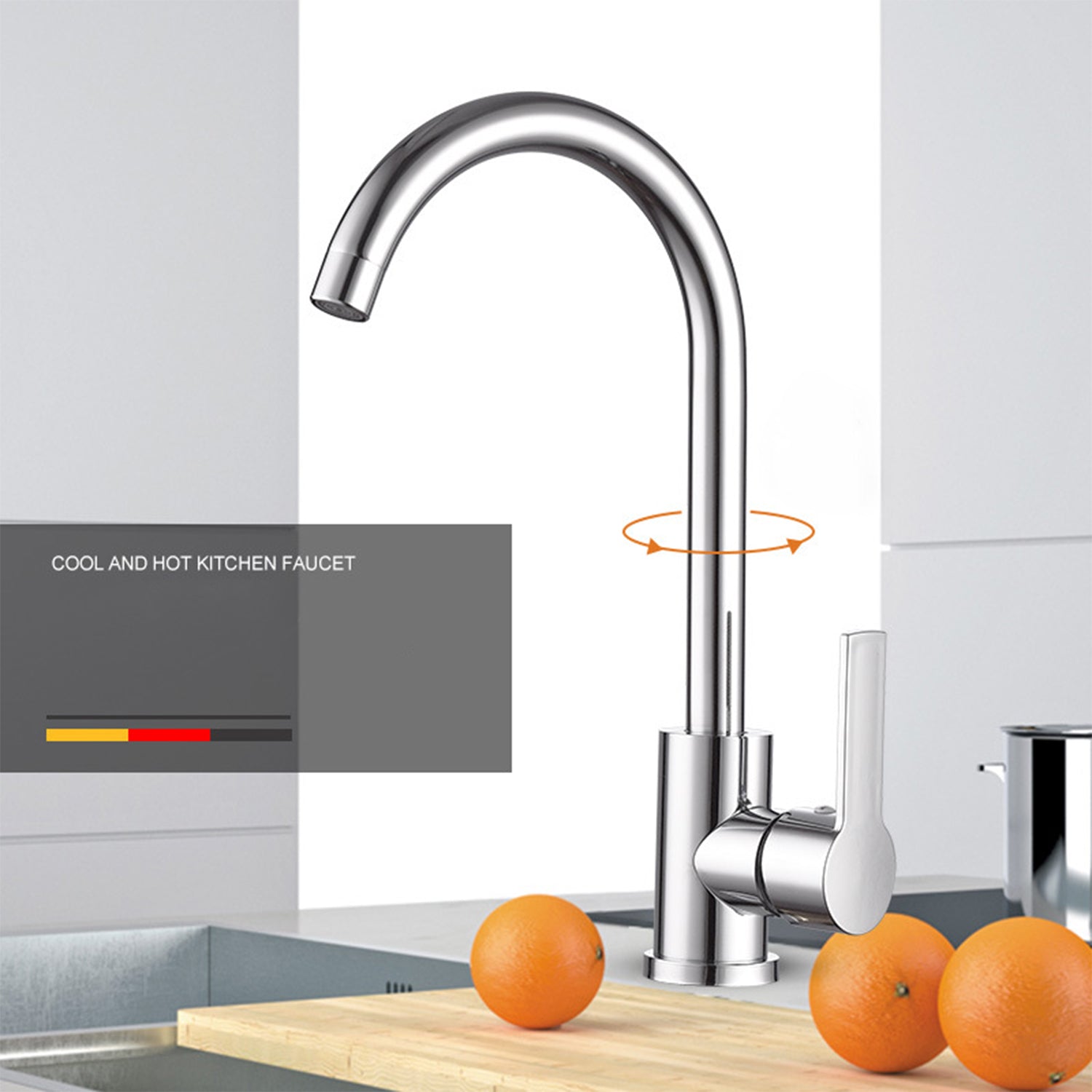 Water faucet spout Kitchen Faucet Spout Replacement, High Arc Swivel Water Outlet, Brushed Stainless Steel Finish