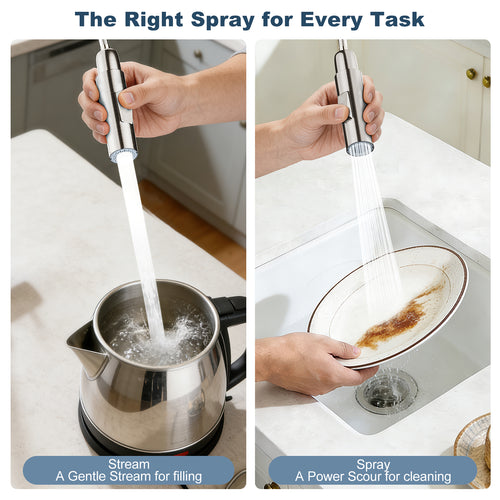 Faucet sprayers Universal Kitchen Faucet Spray Head Replacement, 2 Function Pull Out Nozzle, Brushed Nickel Finish