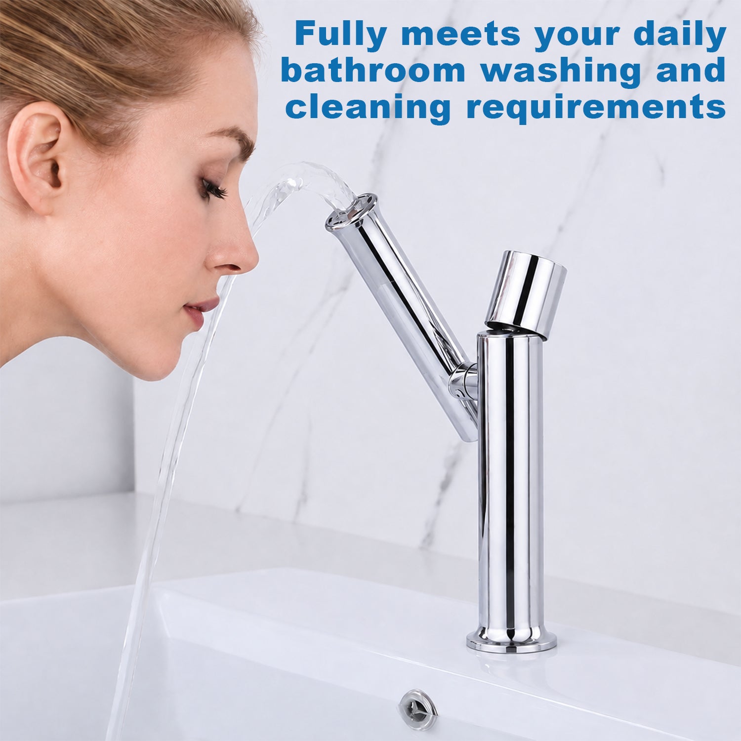 Taps for washstands Bathroom Faucet, 2 Spray Modes Basin Tap, Shower & Stream, 180° Swivel, Stainless Steel