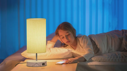 BokiHuk LED marble-like metal base Bedside Lamp Touch Dimmable with USB Charging