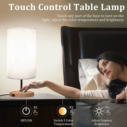 GLUROO Bedside Lamp with USB Charging Ports