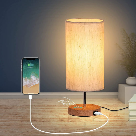 GLUROO Bedside Lamp with USB Charging Ports
